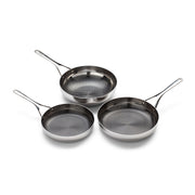 The Blackbeard Stainless Steel Frying pans and Wok - 24 + 28 cm + Wok 28 cm (9" + 11" + 11" wok)